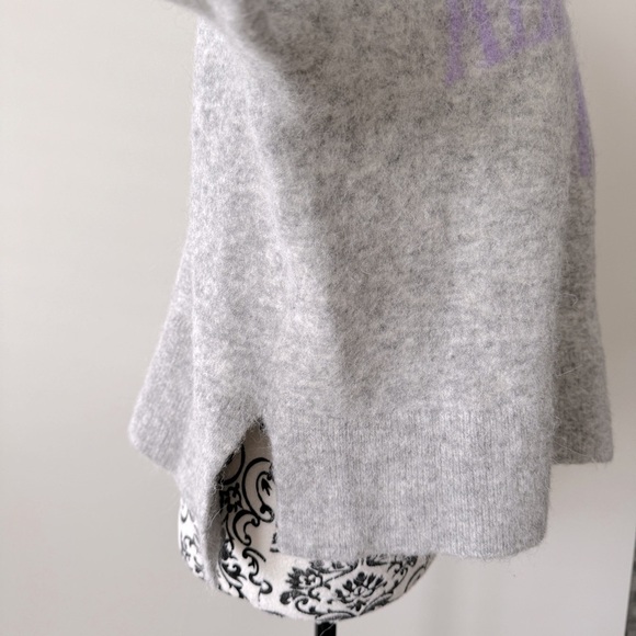 All Saints Alpaca/Wool Blend Mohair Split Logo Sweater Grey Lavender S - Picture 4 of 6